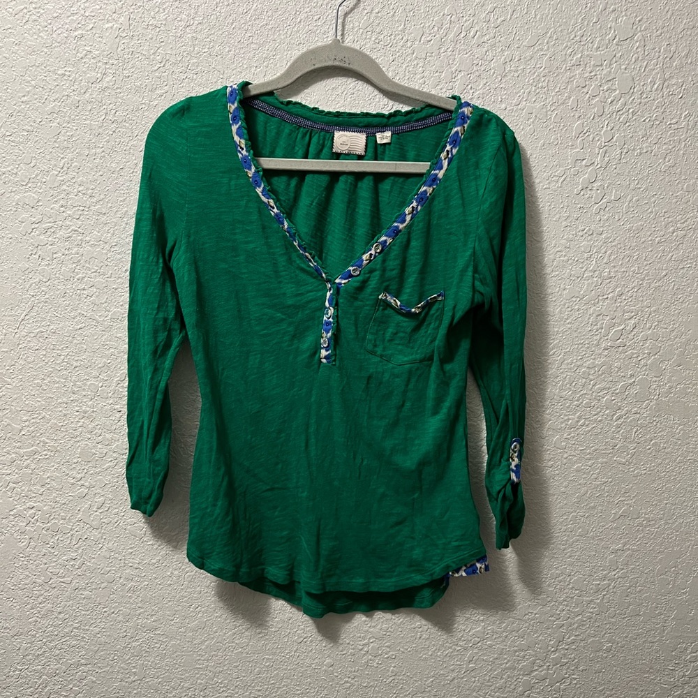 Anthropologie Postmark Fleur Trimmed Henley
